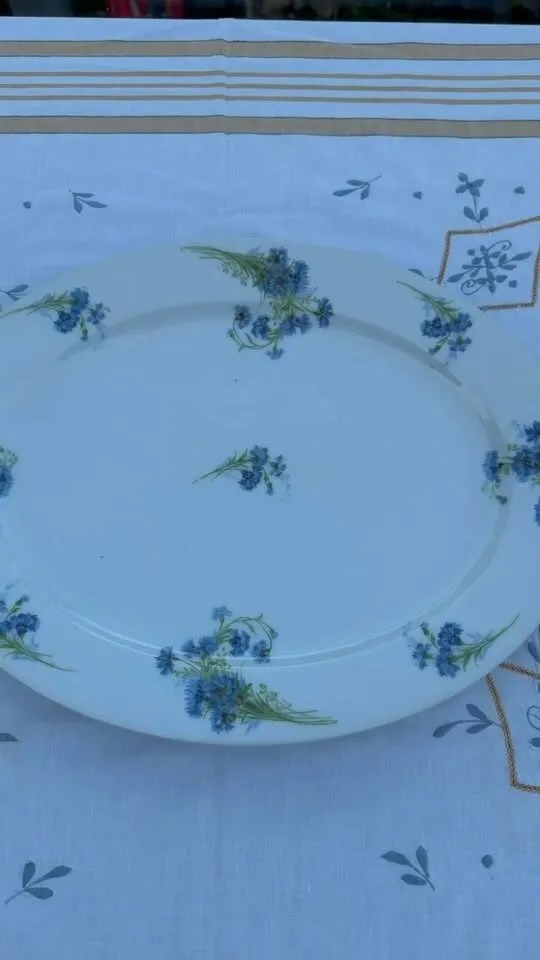 Antique French Limoges 15" Cornflower Platter – Perfect Cottage Charm! - photo 1