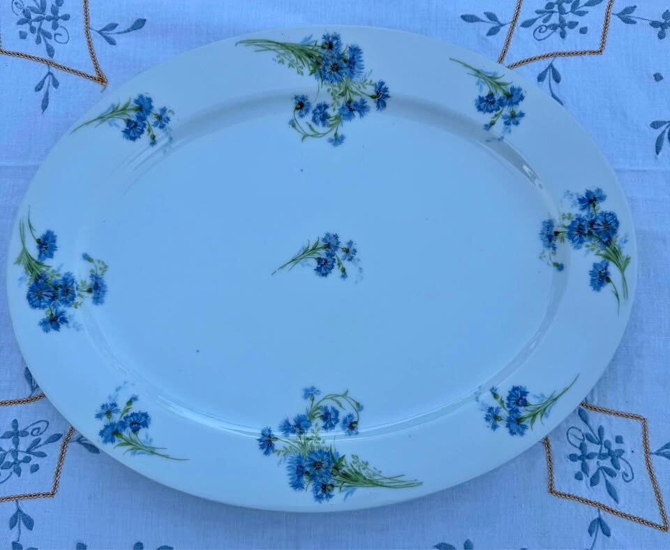 Antique French Limoges 15" Cornflower Platter – Perfect Cottage Charm! - photo 2
