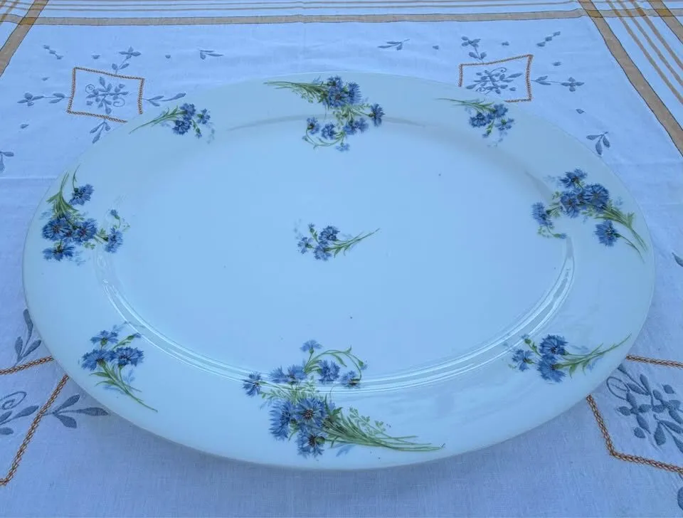 Antique French Limoges 15" Cornflower Platter – Perfect Cottage Charm! - photo 5