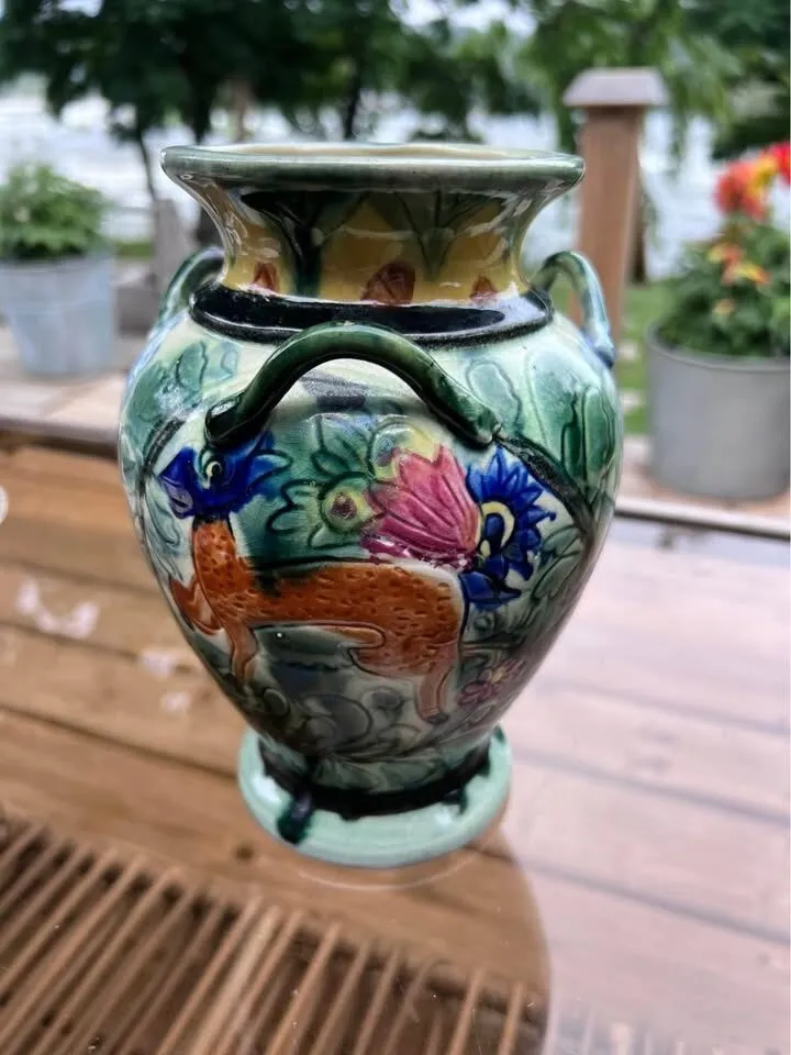 Vintage 9" Glazed Pottery Vase - Made in Japan (Circa 1930s) - photo 2