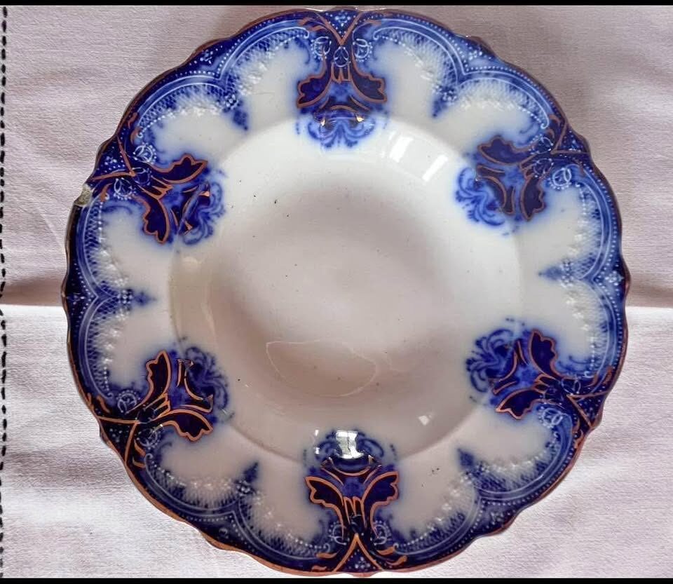 Antique Flow Blue Clarence Plate by Wood & Son, c.1891 - Victorian Era, Royal Semi Porcelain - photo 1