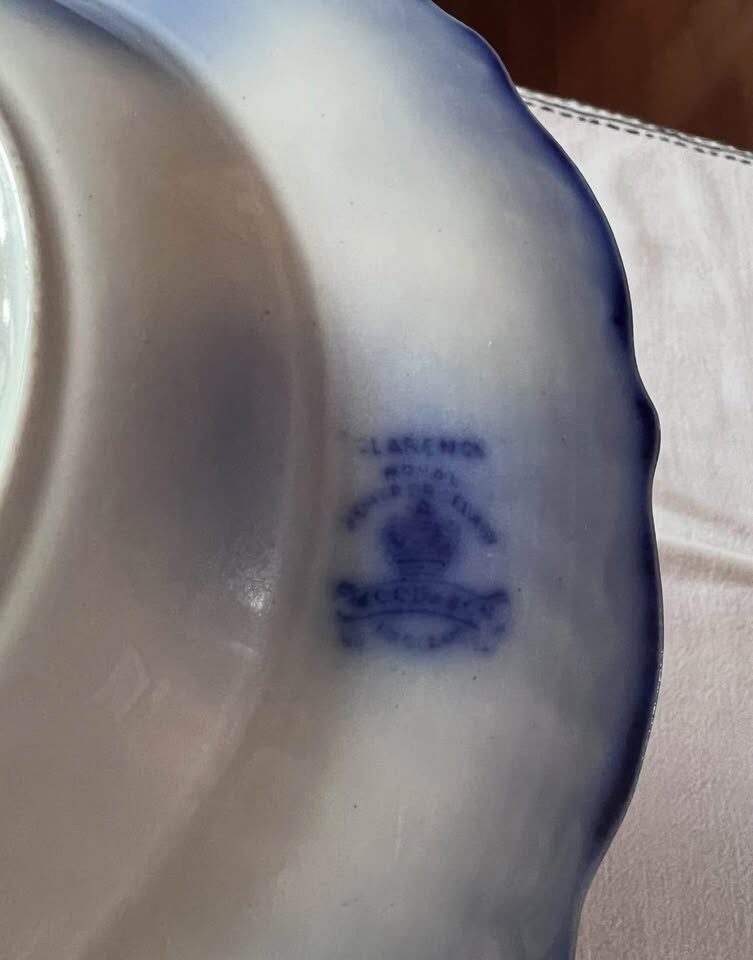 Antique Flow Blue Clarence Plate by Wood & Son, c.1891 - Victorian Era, Royal Semi Porcelain - photo 3