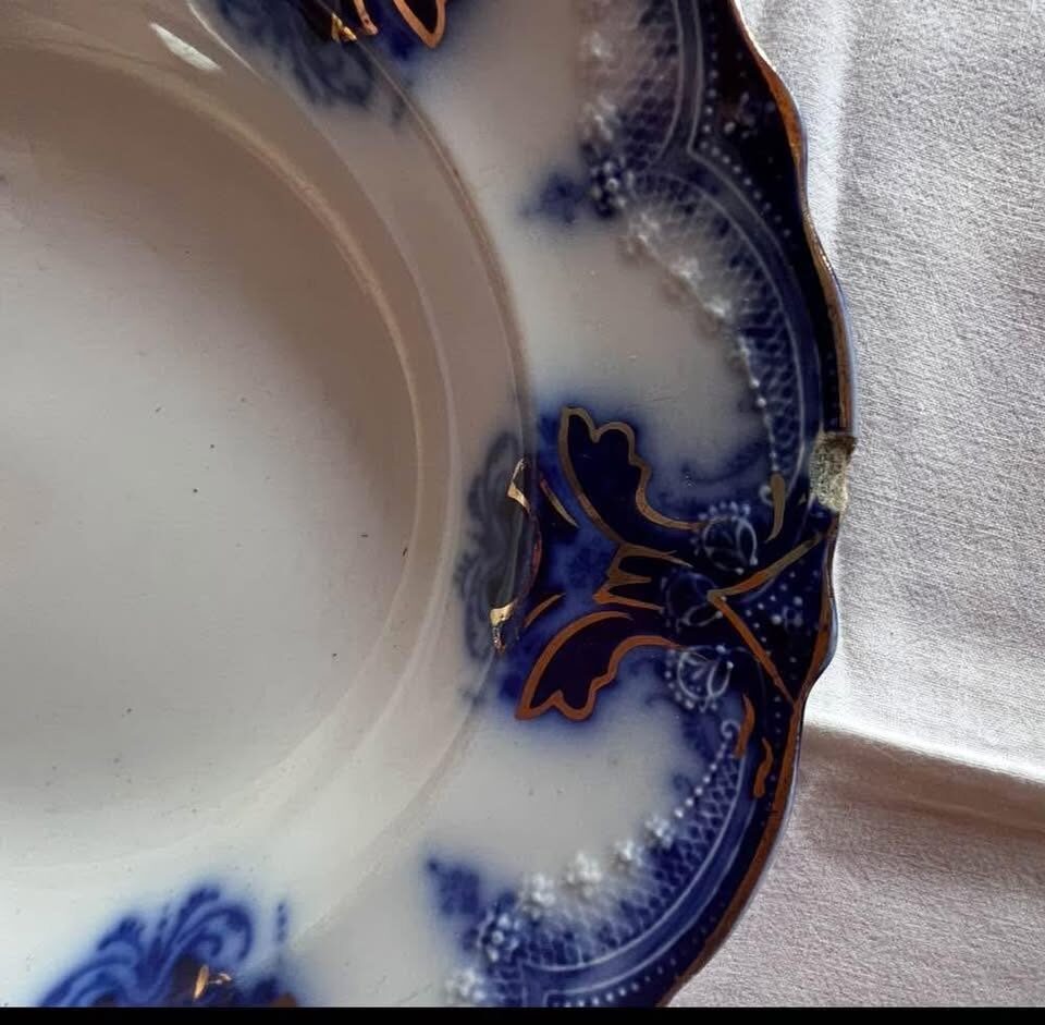 Antique Flow Blue Clarence Plate by Wood & Son, c.1891 - Victorian Era, Royal Semi Porcelain - photo 4