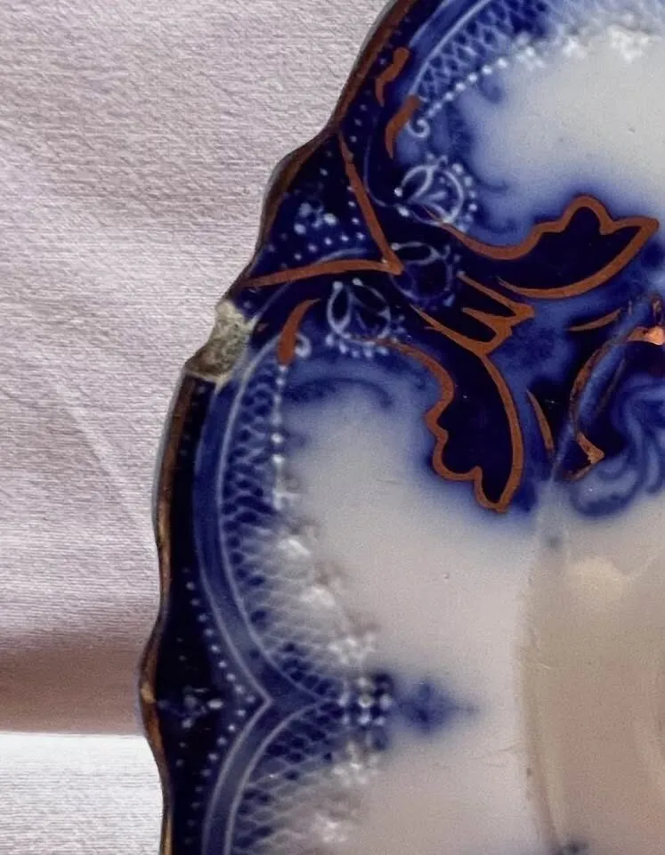 Antique Flow Blue Clarence Plate by Wood & Son, c.1891 - Victorian Era, Royal Semi Porcelain - photo 5