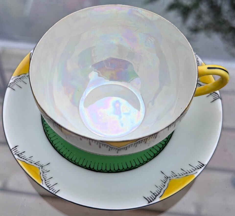 Vintage 1930s Chikaramachi Art Deco Lustreware Teacup & Saucer Set - photo 6