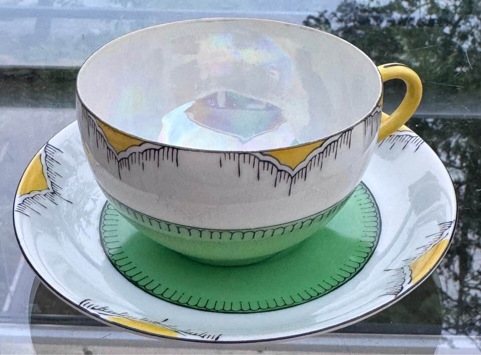 Vintage 1930s Chikaramachi Art Deco Lustreware Teacup & Saucer Set - photo 8