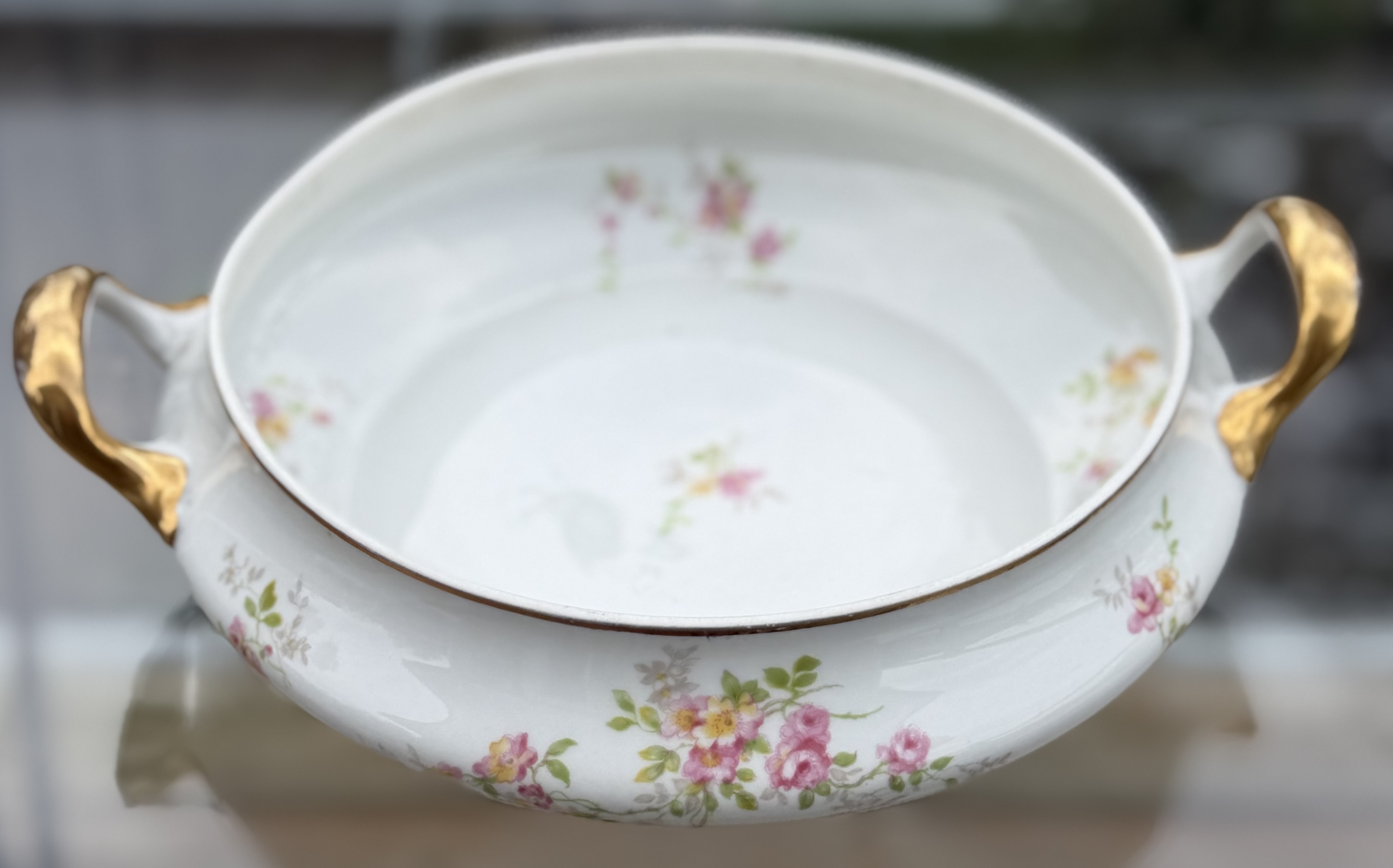 Vintage La Seynie Limoges France Porcelain Bowl - Perfect Centerpiece! - photo 1