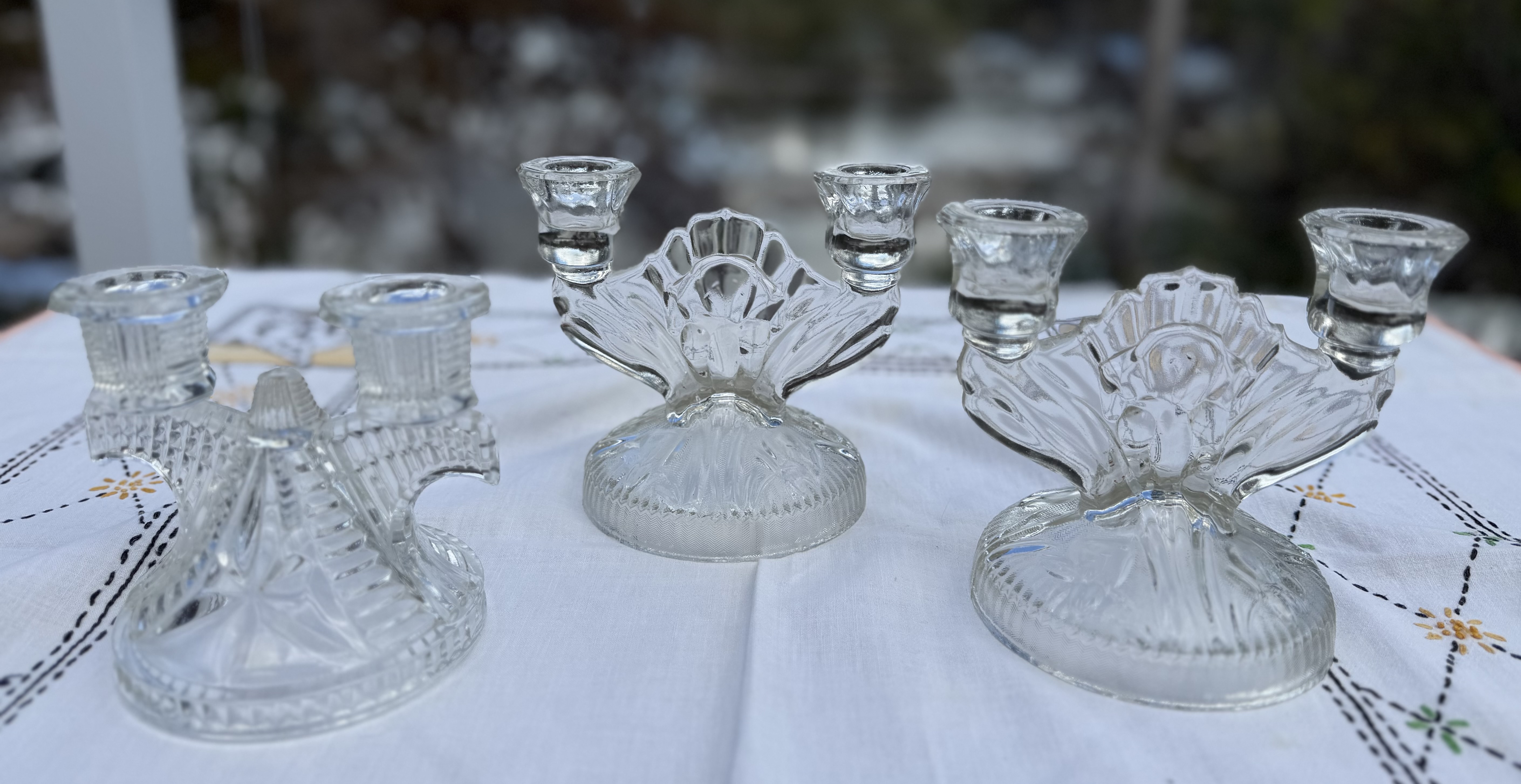 Vintage Art Deco Glass Candle Holders – Original 1930s Jeannette Pair & Federal Wigwam - photo 1