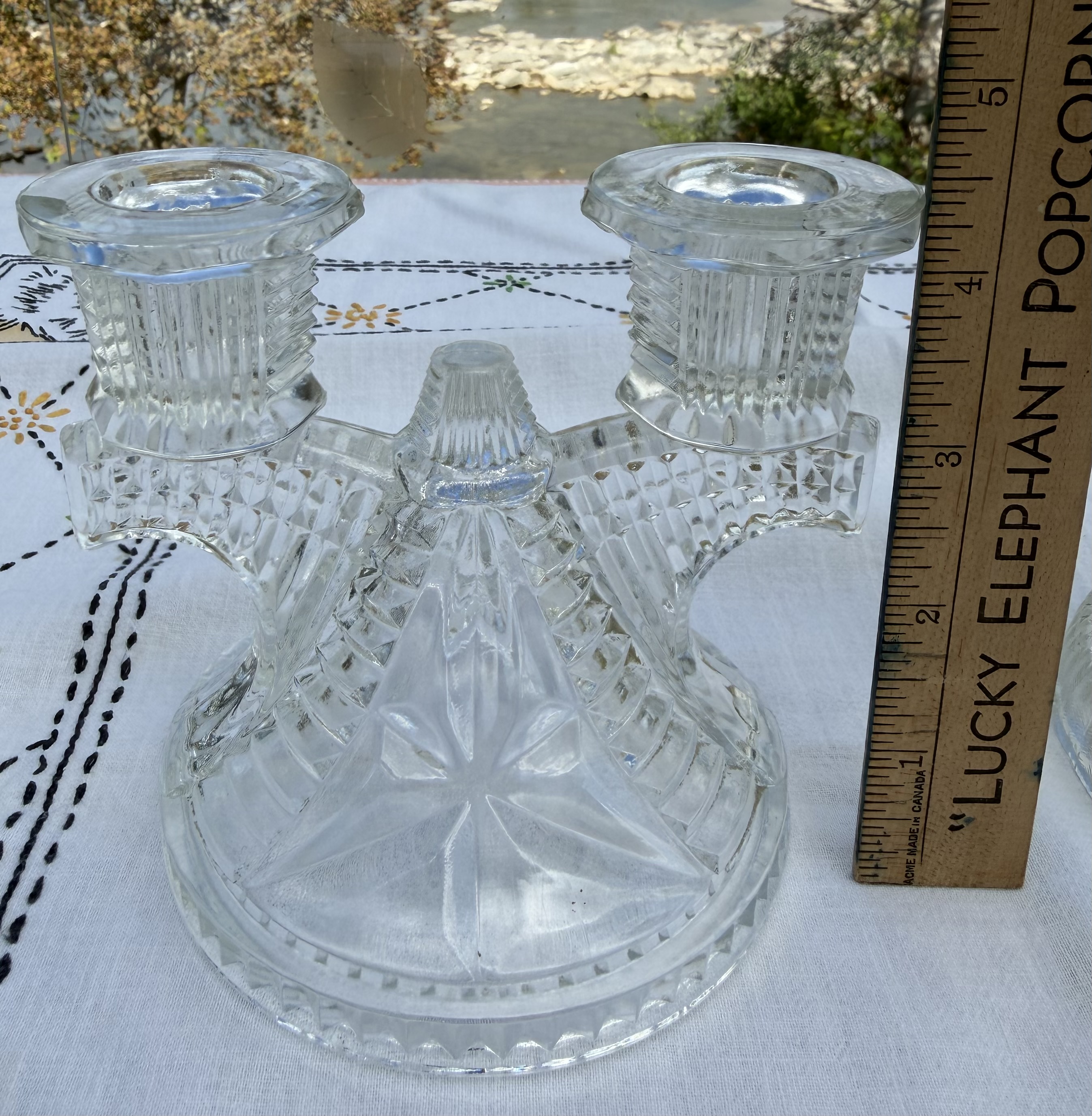 Vintage Art Deco Glass Candle Holders – Original 1930s Jeannette Pair & Federal Wigwam - photo 7