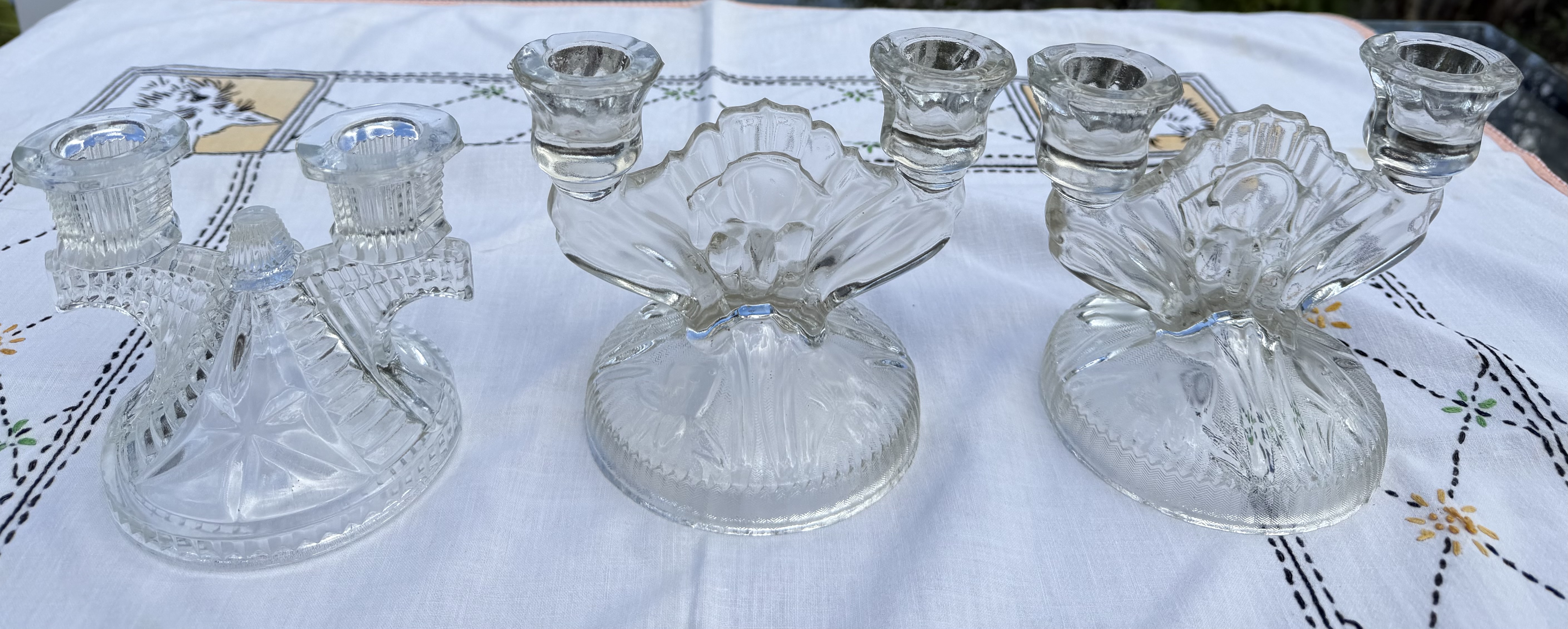 Vintage Art Deco Glass Candle Holders – Original 1930s Jeannette Pair & Federal Wigwam - photo 9