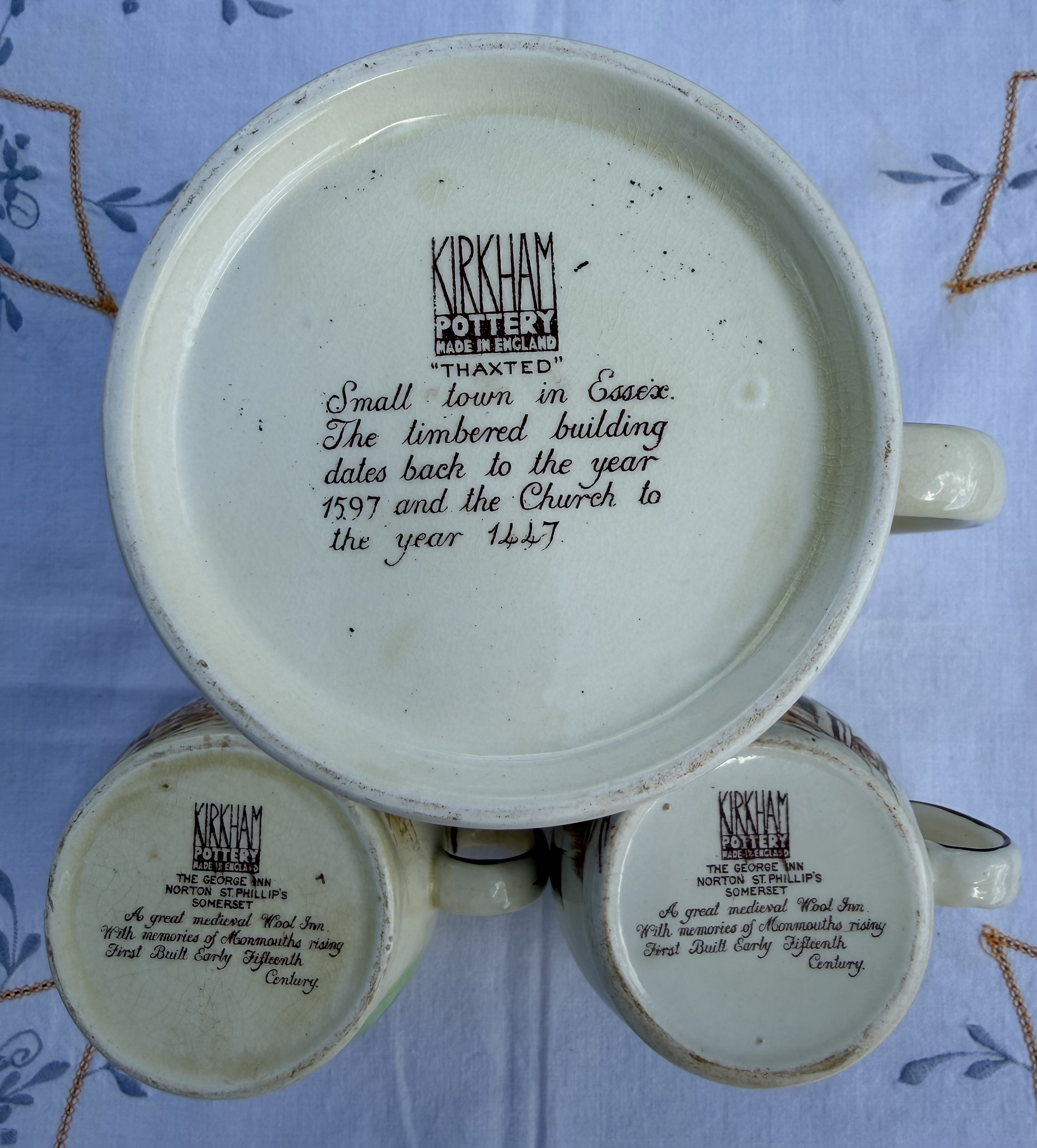 Vintage Kirkham Pottery Set - Large 7.5" "Thaxted" Pitcher & Mug (England) - photo 4