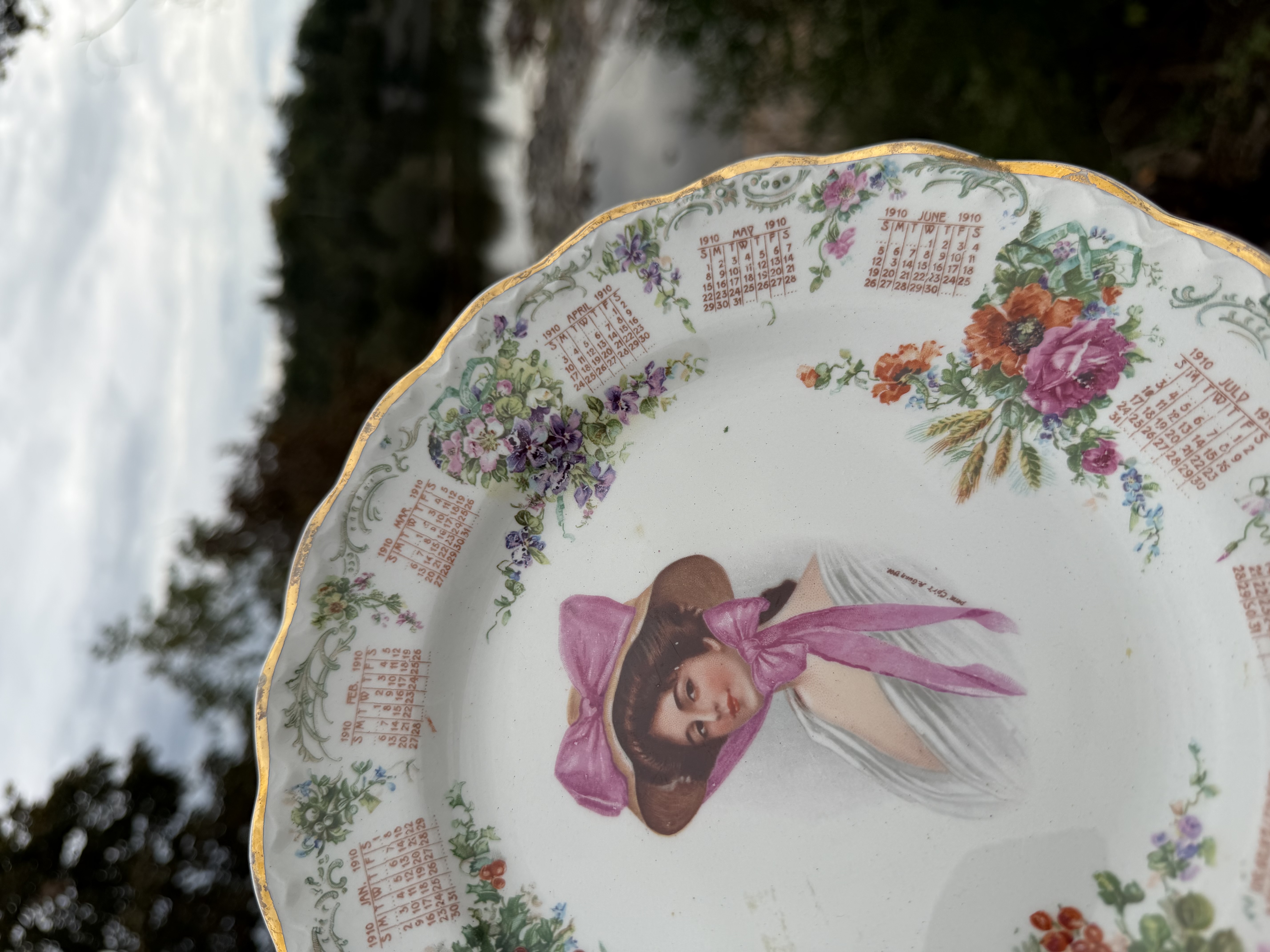 Antique 1910 Calendar Plate - Archie Gunn Portrait Art - photo 6